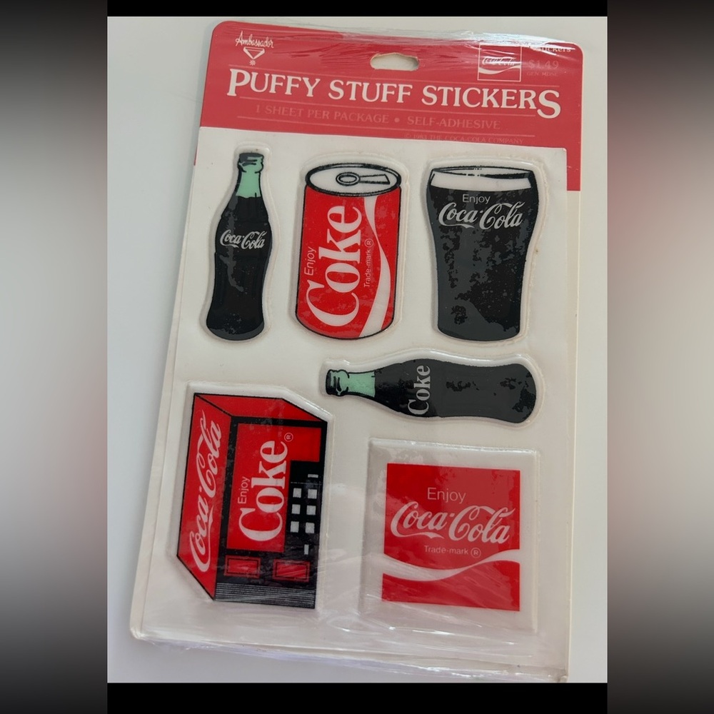 1980s Ambassador Puffy Stuff Stickers – Coca-Cola – Vintage New Old Stock